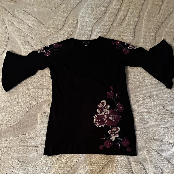 Inc International Concepts Plus  Black Embroidered Tunic Sweater. Bell-Sleeve 2X - Picture 1 of 6